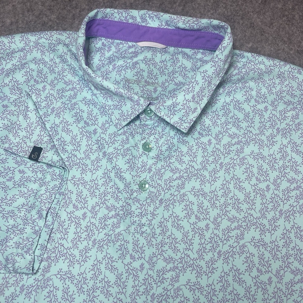 Swannies Golf Shirt Polo Mens 2XL Teal Blue Purple Coral Short Sleeve